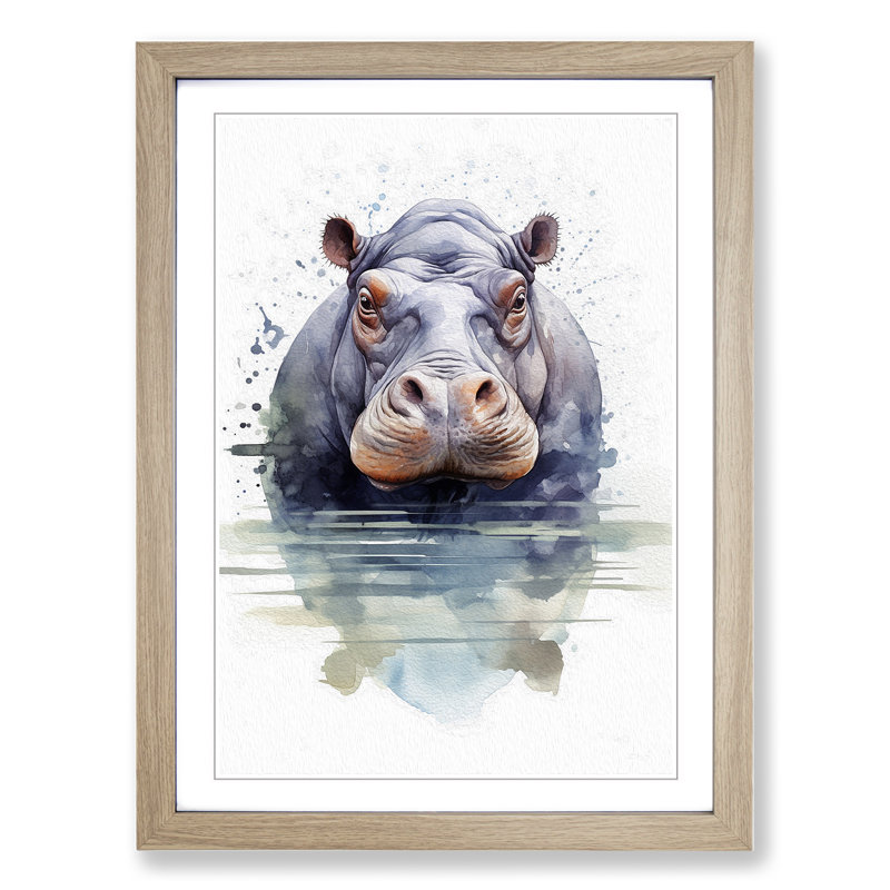 Hippo Geometric - Framed Print, 64cmH x 46cmW