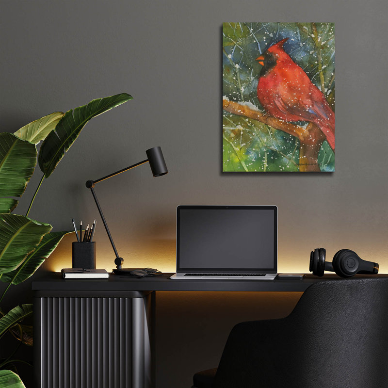 Art mural en verre perché «Cardinal perché» par Annelein Beukenkamp, H 16 po x l 12 po x P 0,13 po