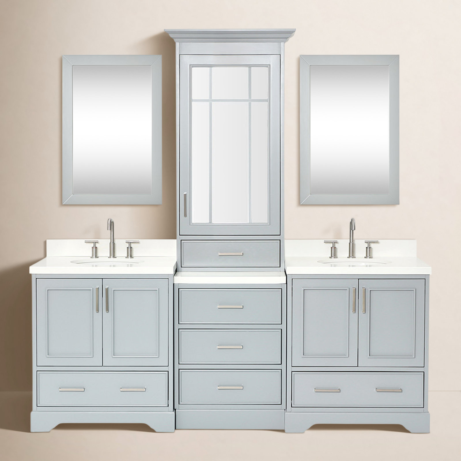 Buckhorn 85'' Double Bathroom Vanity, Gray