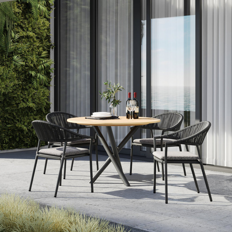 Claudia 4 Seater Dining Set, Charcoal