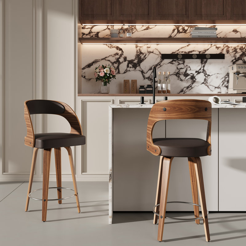 Tabouret de comptoir pivotant 26 po Modern, Brun