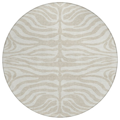 Tapis d'intérieur rond lavable beige 8 pi HomeRoots