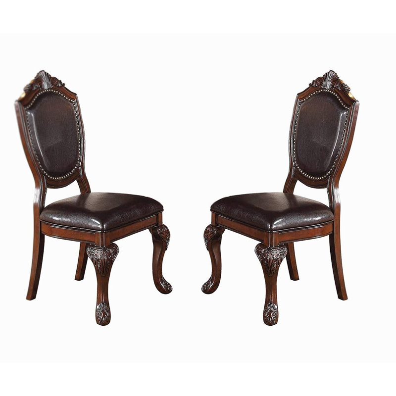 Ermentrude Tufted Faux Leather Upholstered Side Chair