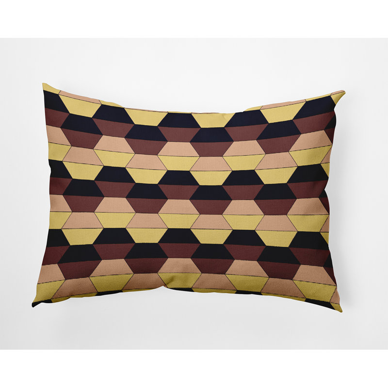Reversible Throw Pillow, Brown/Black/Beige Geometric