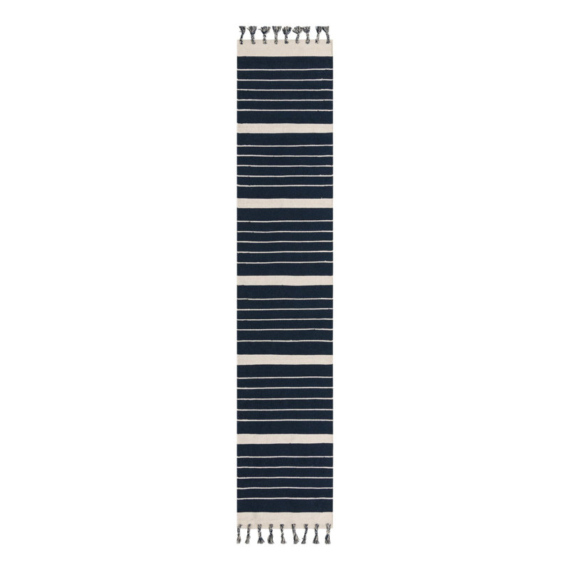 Iustin Cotton Striped Indoor Rug, Runner 2'7" x 12'