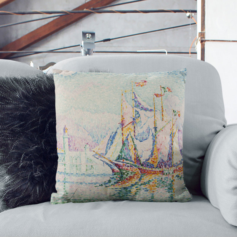 Antibes In The Morning Square Throw Cushion, White, 40cm H x 40cm W x 15cm D