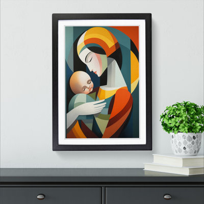 XYZ-FRM-V1223-4559 Mother and Baby Constructivism No.2 1 Piece Single Picture Frame Wall Art