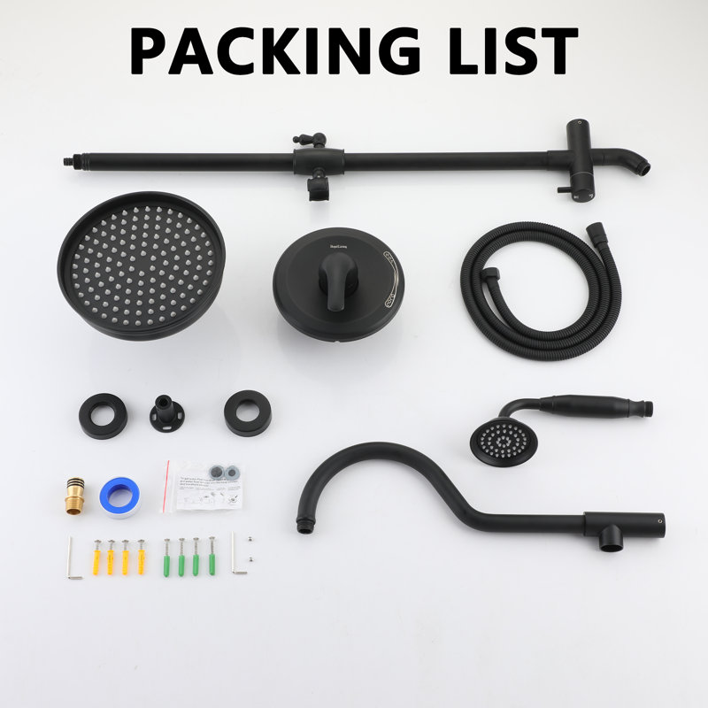 Matte Black Dual Head Rain Shower System with Handheld