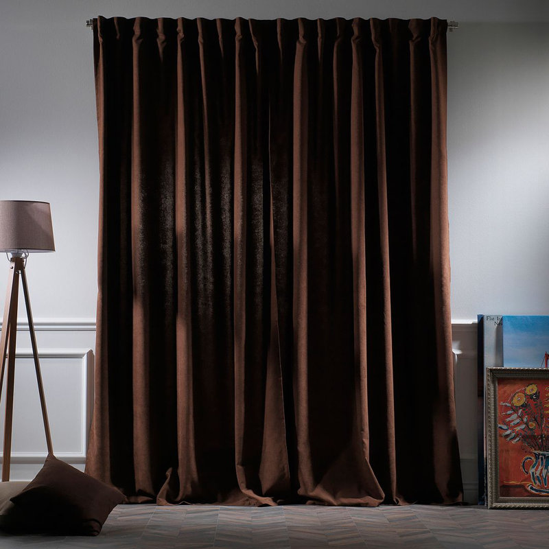 Lined Blackout Extra Long & Extra Wide Custom Made Decorative Single Panel, 52" W x 180" L, Dark Brown