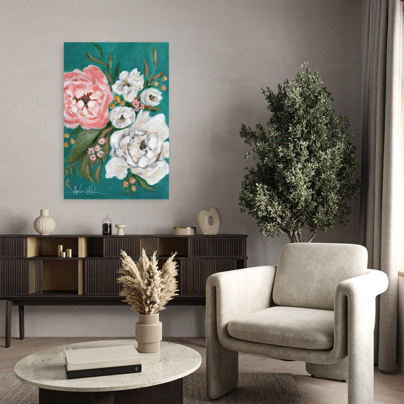 Art et fleurs de pivoines printanières, H 36 po x l 24 po