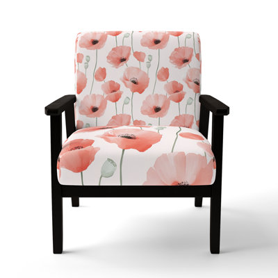 French Country Upholstered Chair - Blush Poppies Pink Arm Chair