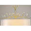 Lustre 6 branches en argent vieilli avec abat-jour en tissu et cristaux