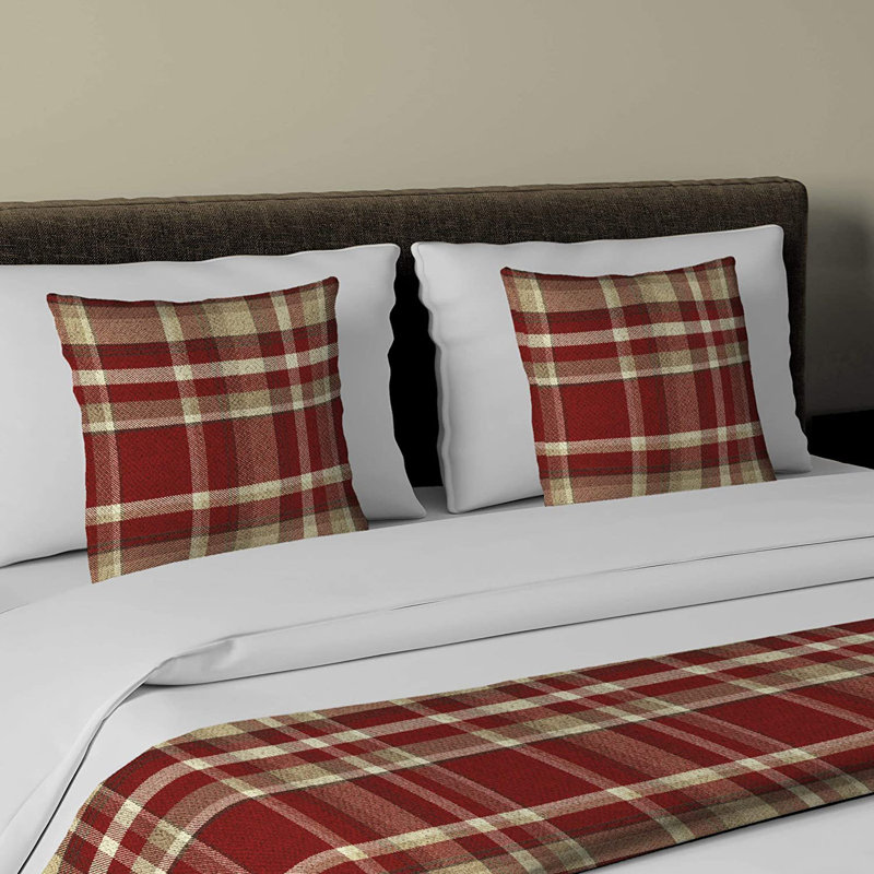 Harworth Polyester Tartan Bedspread, Red/White