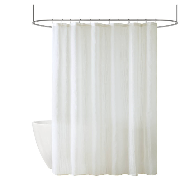 Rideau de douche ivoire à rayures transparentes 72 po x 84 po, Ivory Striped, H 84 po x l 72 po