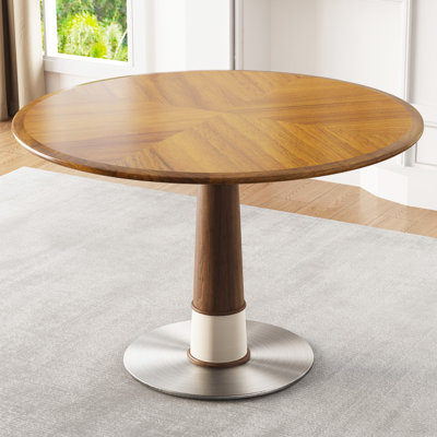 Cathelijn 47.24" W Medieval Modern Solid Wood Round Dining Table Family Dining Room Round Table Office Negotiation Table Restaurant Use by Latitude Run