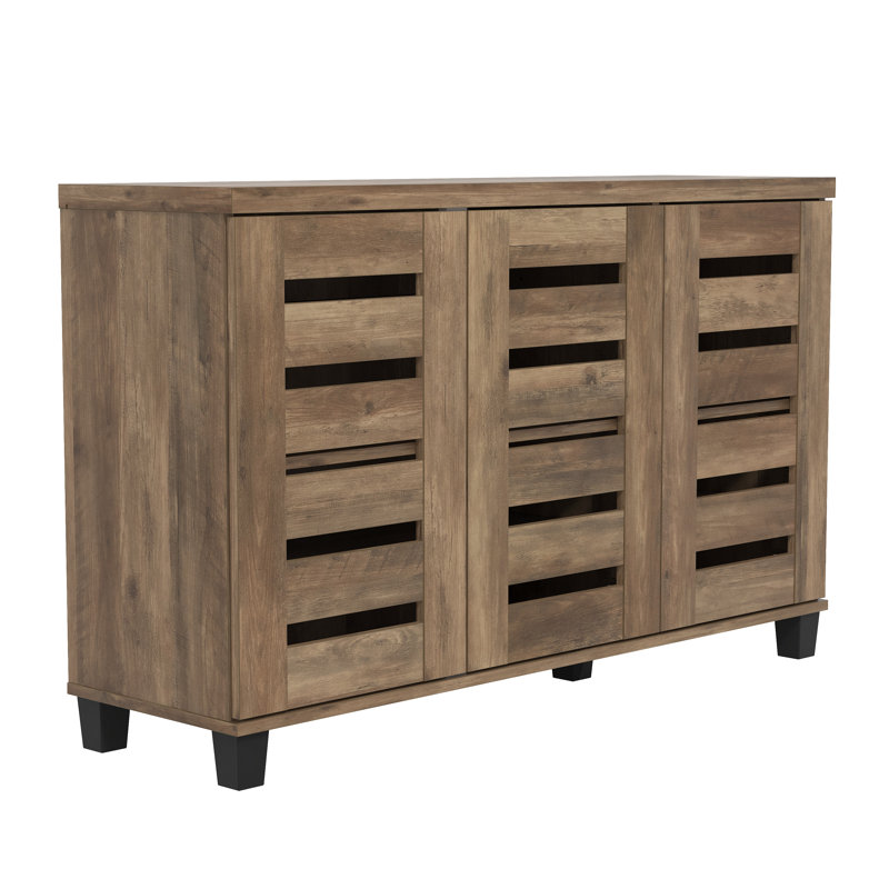 Lismore 16 Pair Shoe Storage Cabinet, Knotty Oak