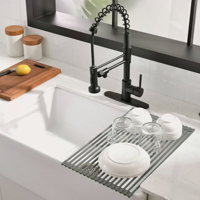 Robinet de cuisine de purificateur d'eau potable avec support de séchage à enroulement, robinets d'évier de cuisine rétractables