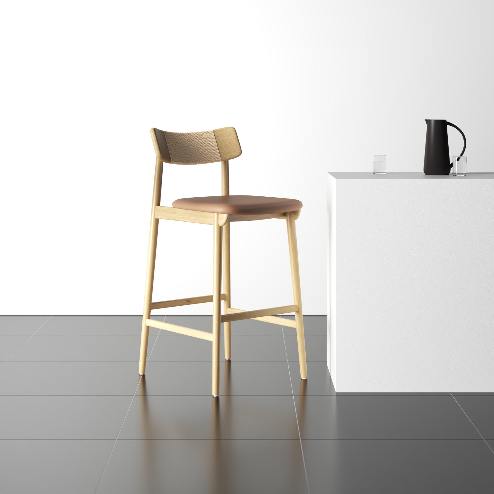 Sakina Bar Stool, Natural, Bar Stool (31.5" Seat Height