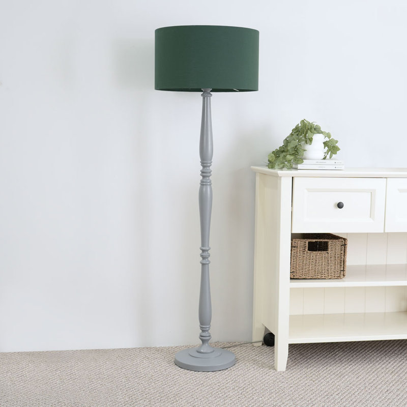 Arialdo 157cm Traditional Floor Lamp, Matte Grey, Green
