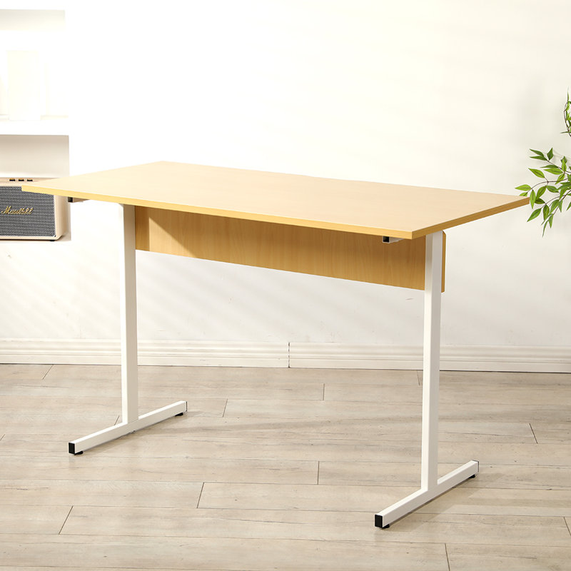 55" Computer Gaming Table Metal Base Writing Desk, 29.5" H x 55.12" W x 23.6" D, Natural/White
