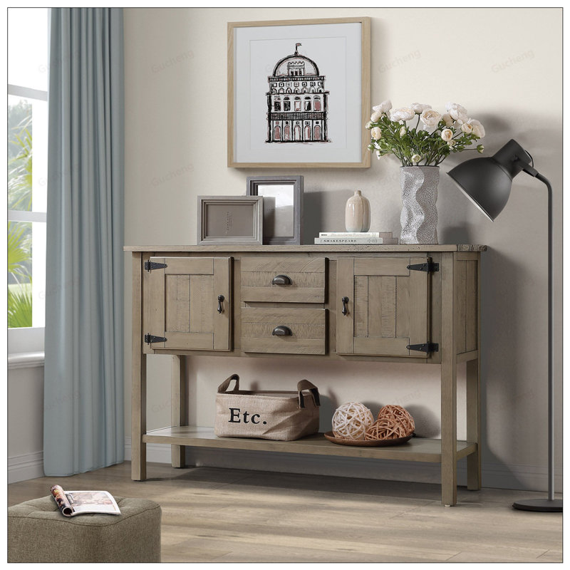 Retro 48.3" Sideboard,Entryway Table,Console Table,Sideboards Buffet Table with Bottom Shelf, Rustic Brown