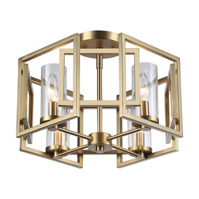 Kousgaard 4-Light Flush Mount in Brushed Champagne Bronze with Clear Glass