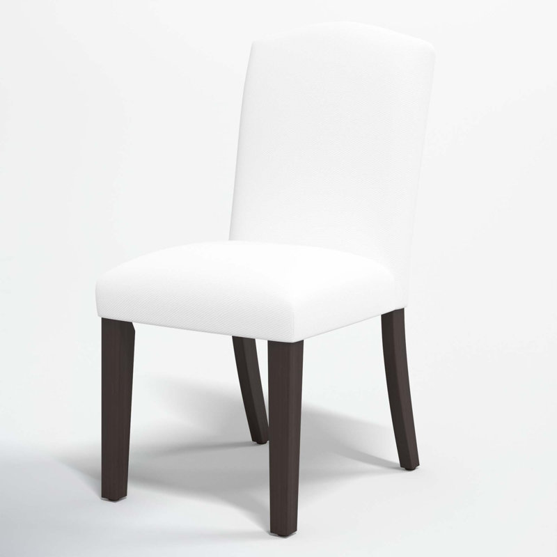 Estrela 20'' H Upholstered Parsons Chair, White Performance Twill, Espresso