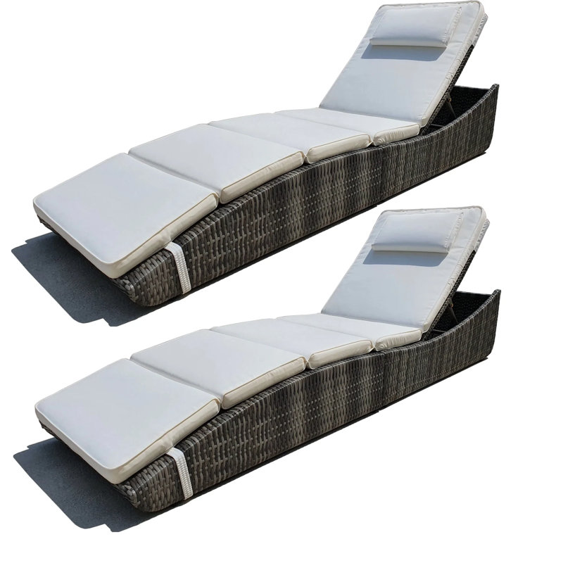 Ensemble de chaises longues inclinables 78,9 po avec coussins Zanaria