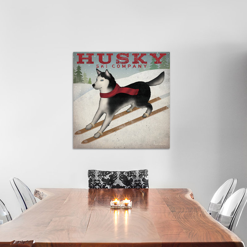 « husky ski co. rétro » sur toile tendue, H 12 po x l 12 po x P 0,75 po