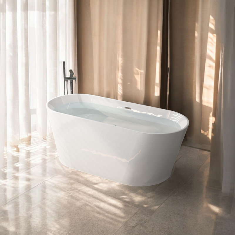 Baignoire de trempage autoportante en acrylique 67 po. X 29,5 po.