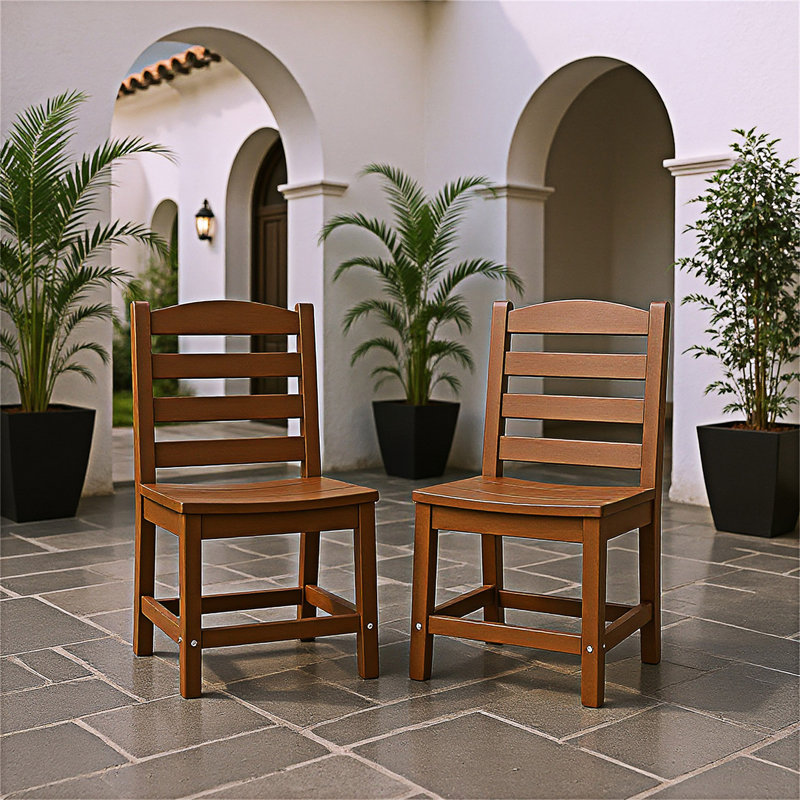 Ensemble de 2 chaises d'extérieur sans accoudoirs, Brun
