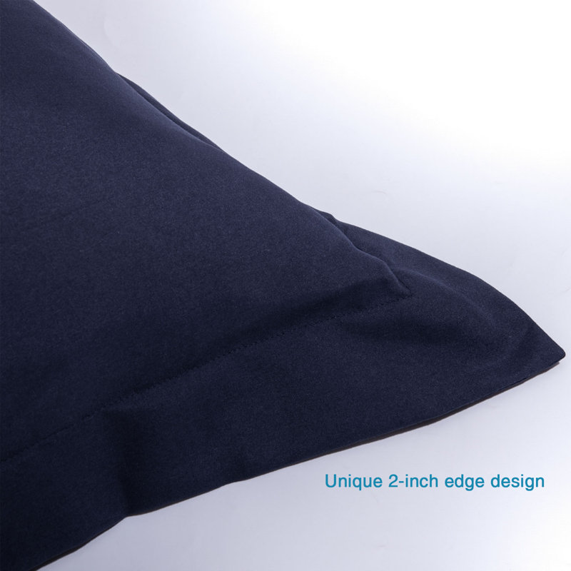 Bed Pillow Shams, 1800 Brushed Microfiber Oxford Pillowcases - NTBAY, Navy Blue