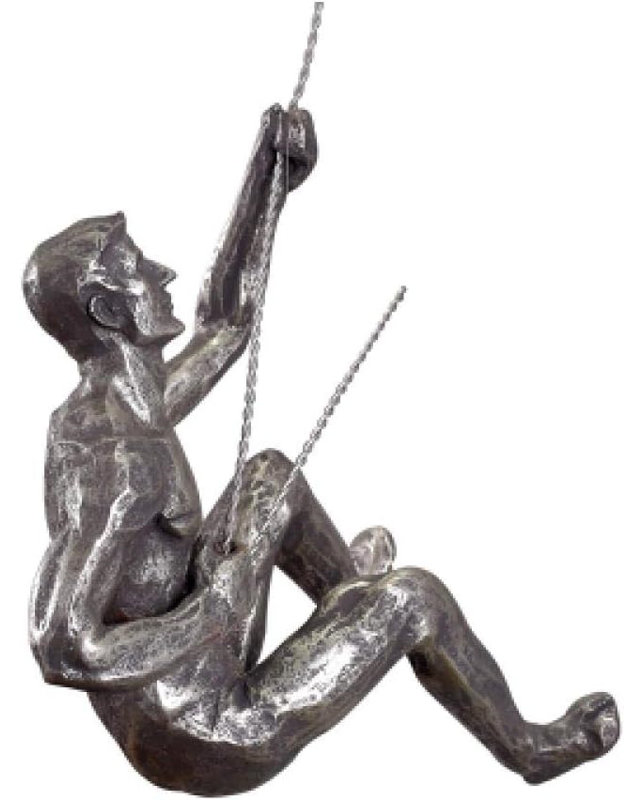 Climber Wall Decor Set with Hooks for Unique Home Art, Sliver