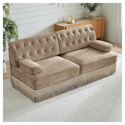 Canapé modulaire Chesterfield en velours Camel