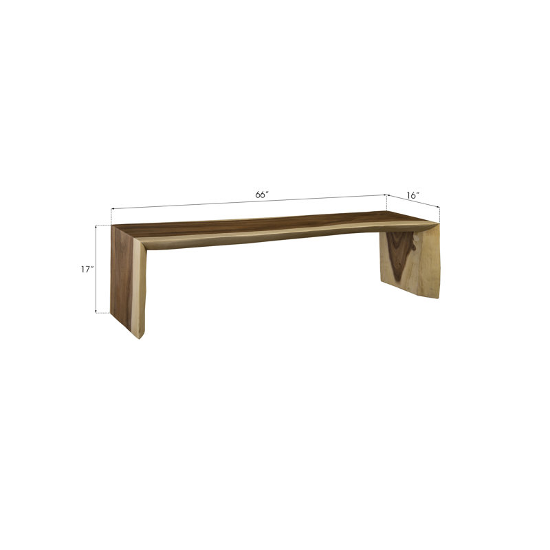 66" Brown Chamcha Wood Waterfall Bench