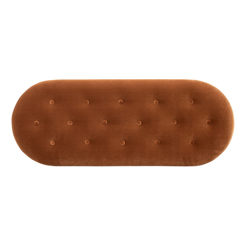 Oval Tufted Bullion Fringe Storage Bench, Burnt Orange