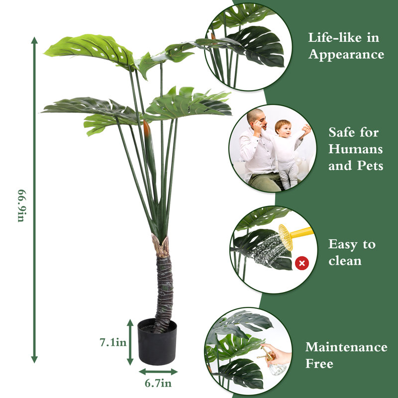Arbres artificiels avec pot Monstera Deliciosa, H 47,2 po x l 23,6 po x P 23,6 po