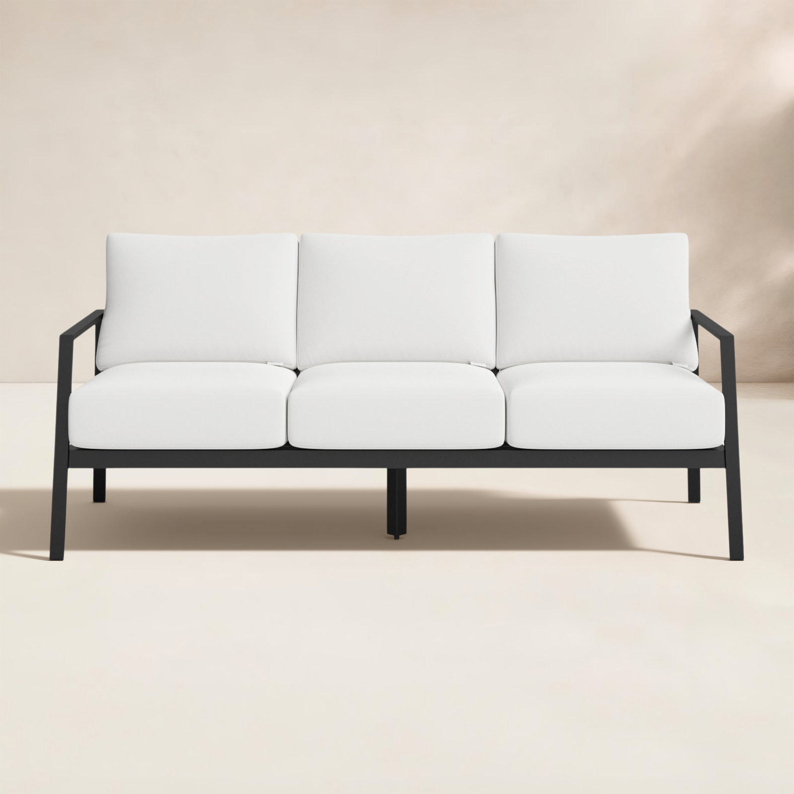 Armando 75" Sunbrella® Patio Sofa, White Sunbrella®, Black