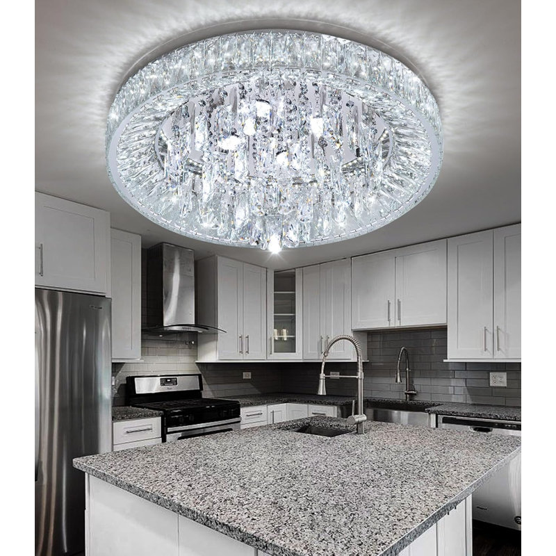 Lustre moderne en cristal à intensité variable, Argent argent