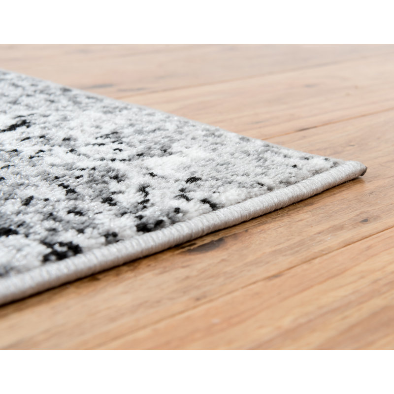 Tapis gris foncé de style tibétain Brantly, Tapis de couloir 2 pi x 13 pi