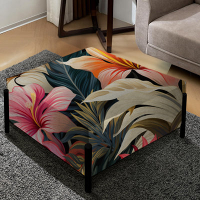 Motif botanique tropical moderne - grand repose-pieds carré botanique