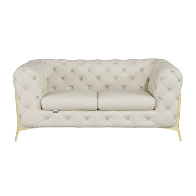 Ehrika Top Grain Italian Leather Loveseat