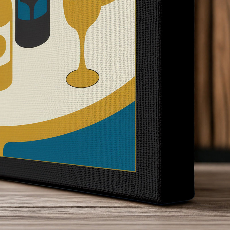 Cheers Collection Modern 1 Piece Wrapped Canvas Wall Art, 36x24 - 91.4 x 61.0 cm, Black Border