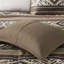 Édredon double / grand avec 5 pièces à rayures et coussins décoratifs en brun. Tissu, Microfibre, Tissu lavable à la machine