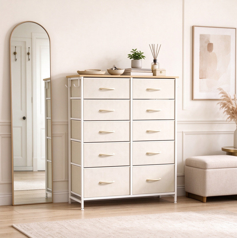 Steel 78.97 cm W Chest of 10 Drawers