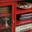 Armoire de rangement / buffet / console de télévision avec portes en verre, rouge