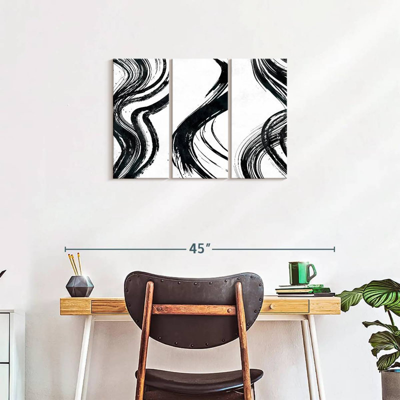 Impression sur toile Wispy Black Brush Strokes, H 33 po x l 20 po x P 1,25 po