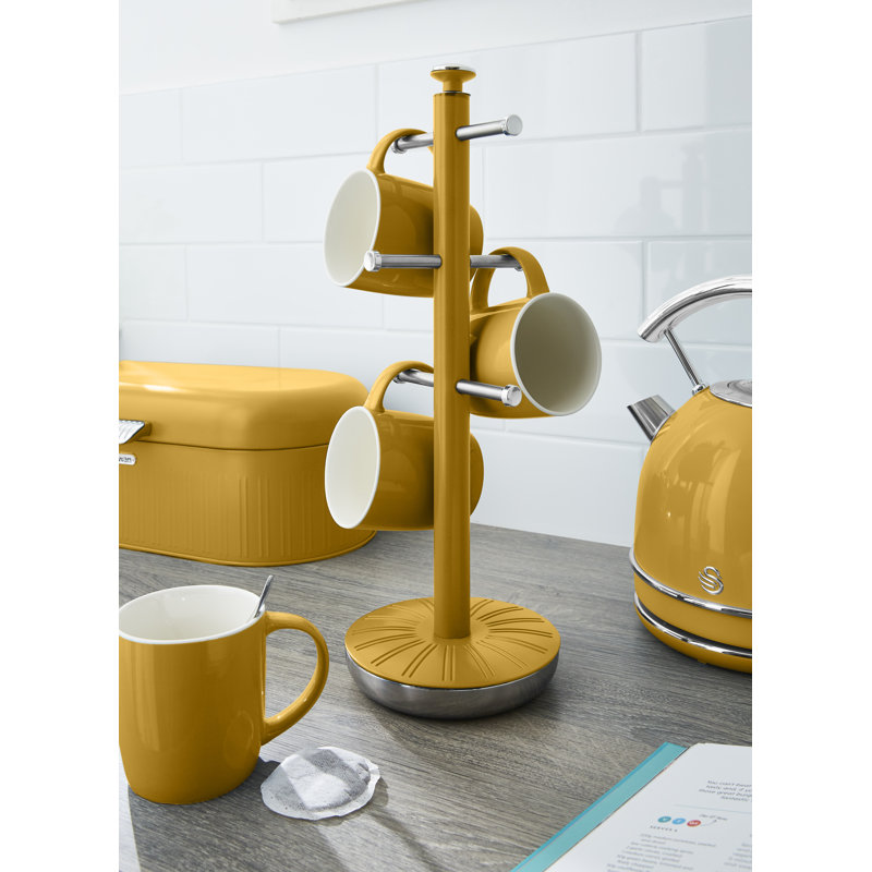 Swan Retro Towel Pole and Mug Tree, Yellow
