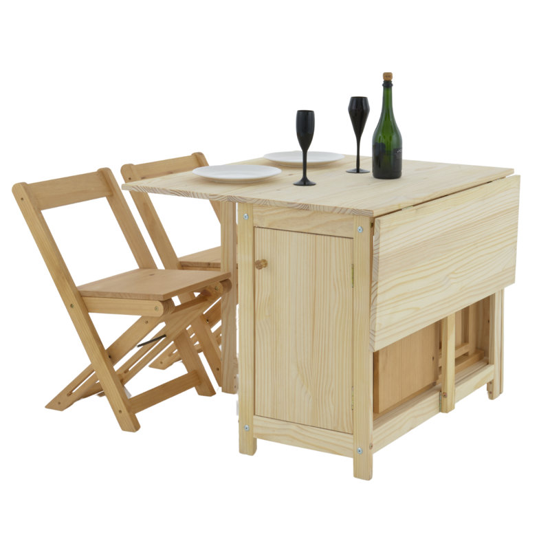 46" Solid Wood Foldable Dining Table Set with 4 Chairs and Clever Storage – Enhance Style and Space Efficiency