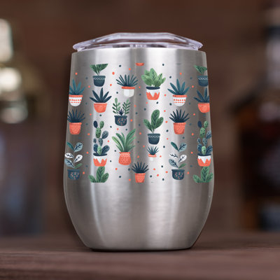 Motif de plante d'intérieur fantaisiste 11 oz. Verre à vin